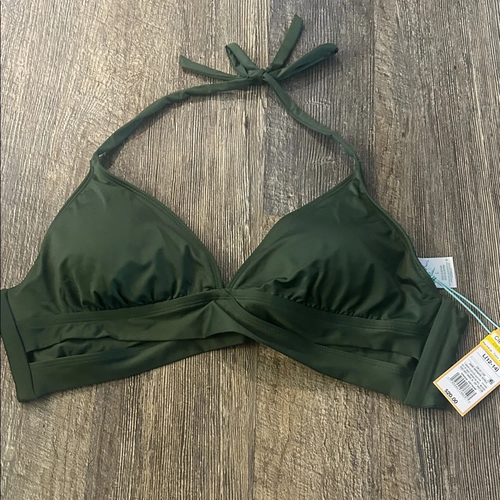 Kona Sol Olive Swimwear Top - Picture 1 of 2